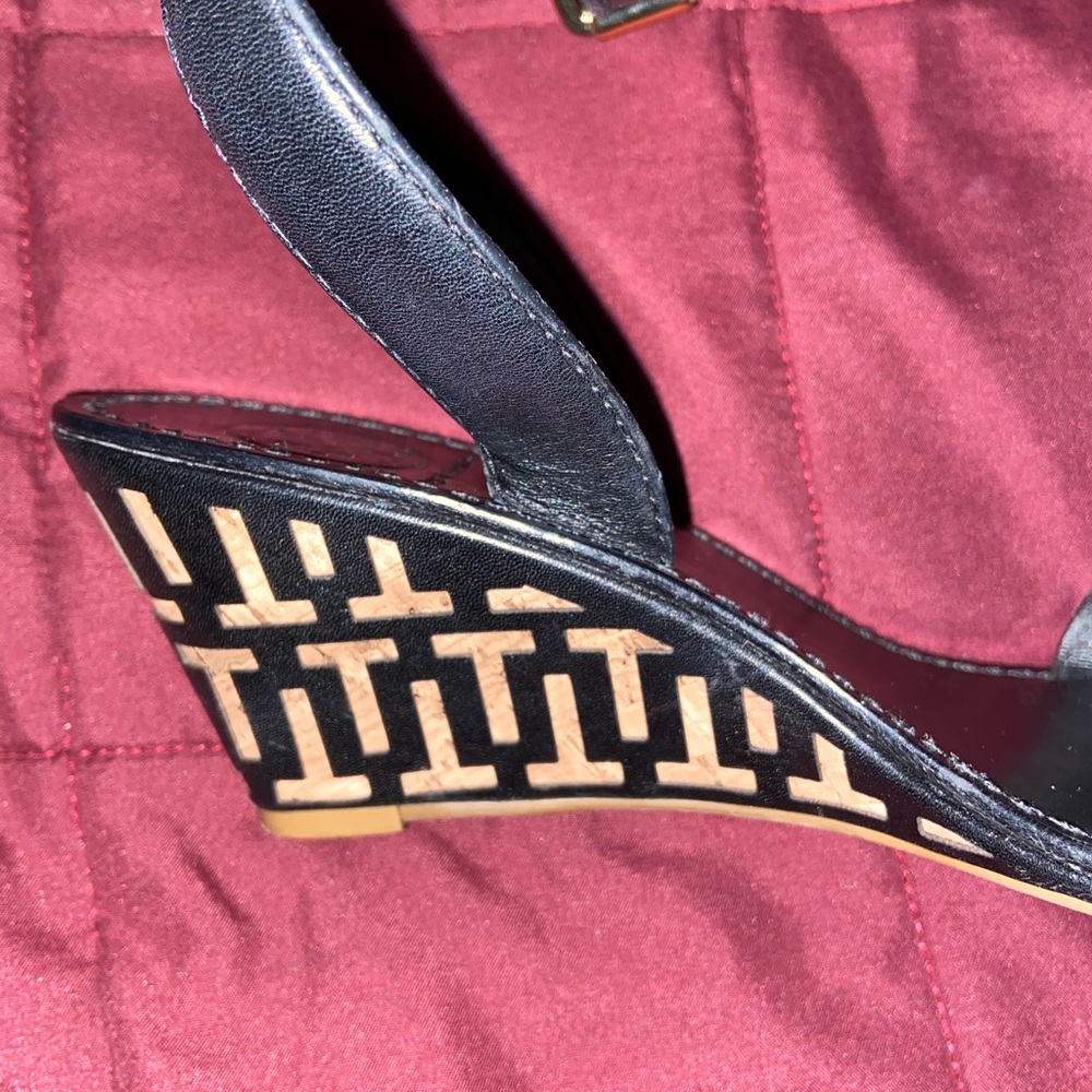 Tory Burch Black Leather Wedges - Picture 4 of 4